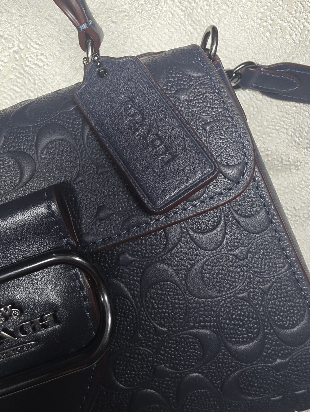 Coach Morgan Satchel Pebbled Leather Top-Handle Midnight Navy NWT - Picture 4 of 11